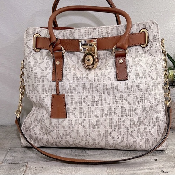 Large Michael Kors Hamilton White and Brown - Picture 16 of 16